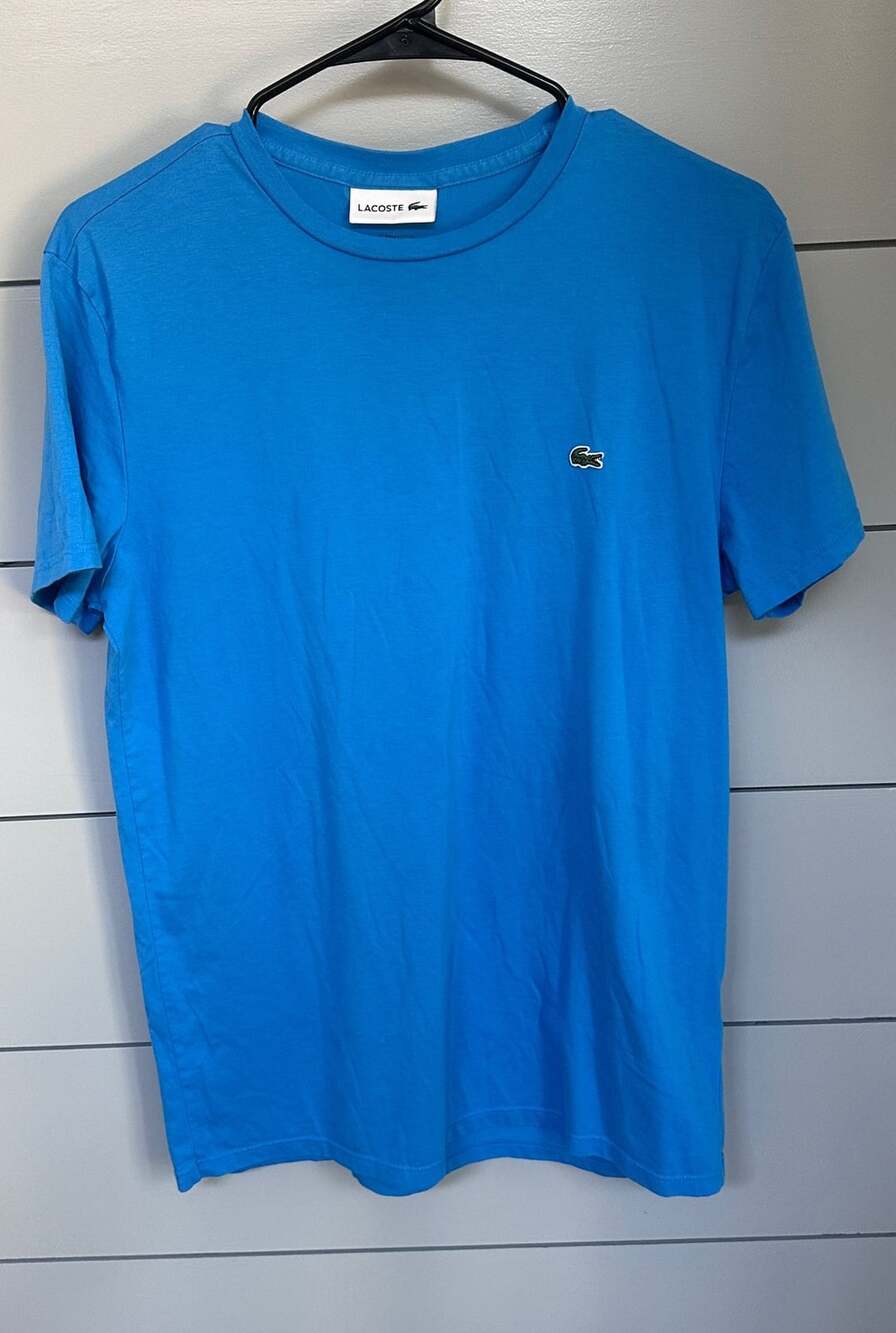 Men's Lacoste Soft Pima Cotton Crew Neck T-Shirt – Solid Blue (Size US M)